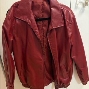 Women's Red Leather Jacket